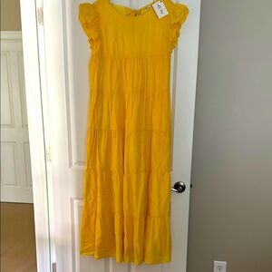 Yellow Ruffle Sleeve Maxi Dress